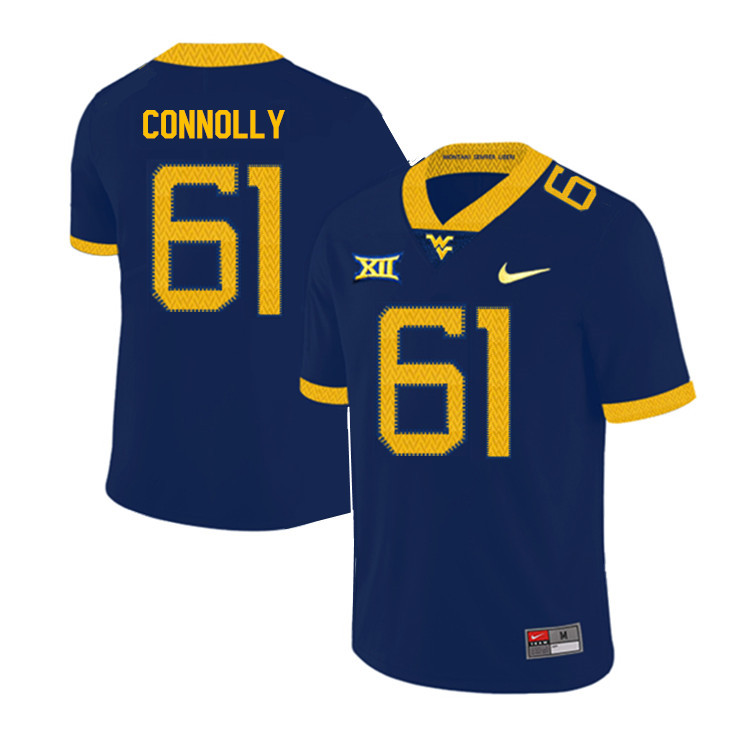 2019 Men #61 Tyler Connolly West Virginia Mountaineers College Football Jerseys Sale-Navy